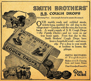 1917 Ad Smith Brothers Cough Drops Poughkeepsie Health - ORIGINAL THR1