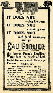 1914 Ad Eau Gorlier French Water Victorian Women Cream - ORIGINAL THR1