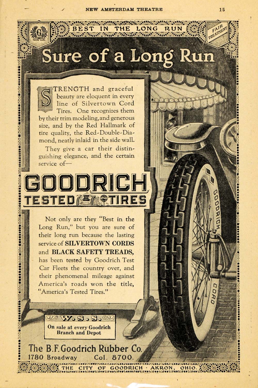 1918 Ad Goodrich Tires Rubber Tread Vehicle Automobile - ORIGINAL THR1