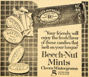 1917 Ad Beech Nut Mints Wintergreen Cloves Candy Price - ORIGINAL THR1