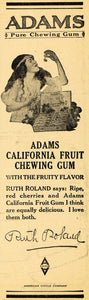 1917 Ad Adams Chewing Gum Ruth Roland Actress Film - ORIGINAL ADVERTISING THR1