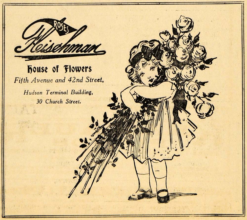 1914 Ad Fleischman House Flowers Roses Hudson Floral - ORIGINAL ADVERTISING THR1