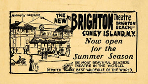 1912 Ad Brighton Sea Theatre Coney Island Vaudeville - ORIGINAL ADVERTISING THR1