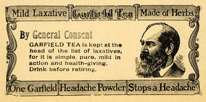 1912 Ad Garfield Laxative Herbal Teas Headache Powders - ORIGINAL THR1
