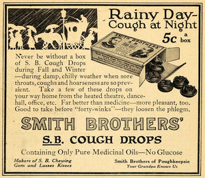 1915 Ad Smith Brother Medicinal Oil Cough Throat Drops - ORIGINAL THR1
