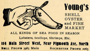 1910 Ad Young Shell Oyster Fish Market Seafood Food - ORIGINAL ADVERTISING THR1