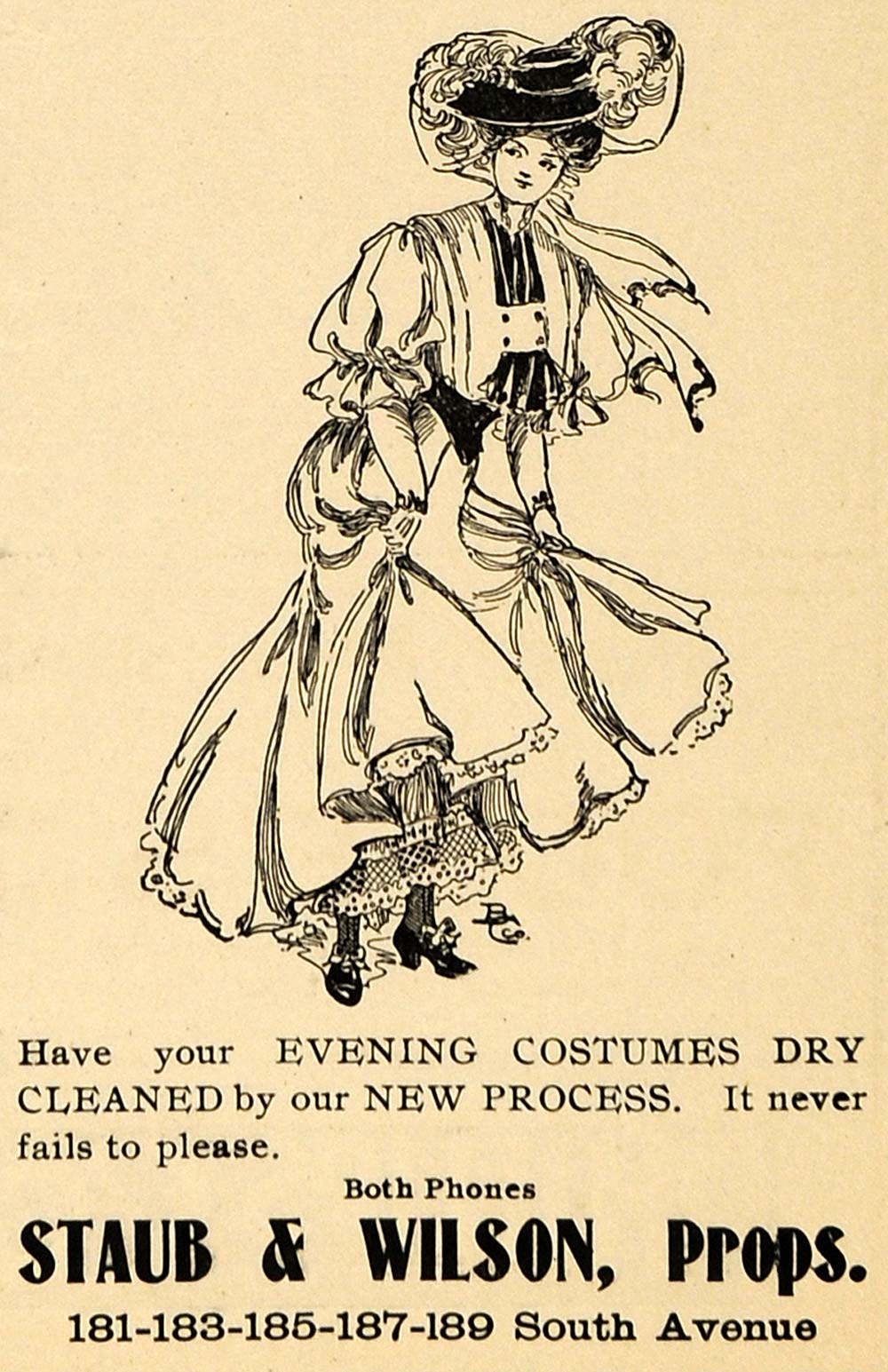 1910 Ad Staub Wilson Costume Dry Cleaning Gown Laundry - ORIGINAL THR1