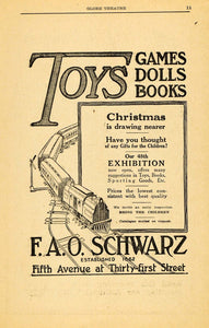 1917 Ad F A O Schwarz Toys Games Dolls Train Book Goods - ORIGINAL THR1