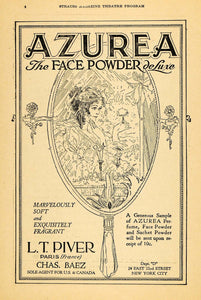 1917 Ad Azurea Face Powder Piver Charles Baez Beauty - ORIGINAL ADVERTISING THR1