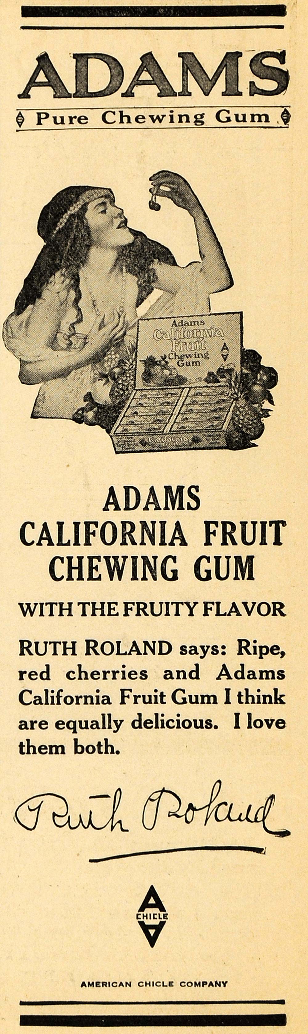 1917 Ad Adams Chewing Gum Candy Ruth Roland Fruit Hair - ORIGINAL THR1