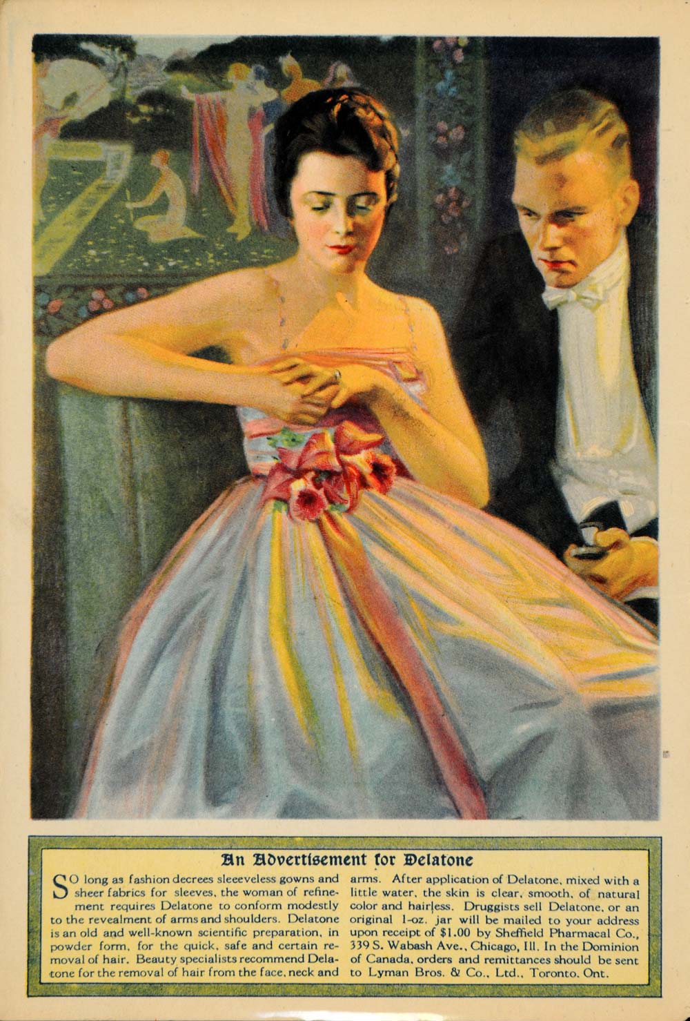 1918 Ad Delatone Fashion Hair Remover Engagement Gown - ORIGINAL THR1