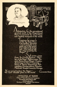 1919 Ad John Steger Lewis Browne Grand Piano Instrument - ORIGINAL THR1