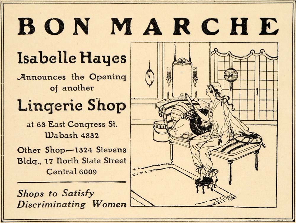 1920 Ad Bon Marche Isabelle Hayes Lingerie Shop Clothes - ORIGINAL THR