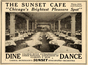 1923 Ad Sunset Cafe Dining Dance Restaurant Banquet - ORIGINAL ADVERTISING THR1