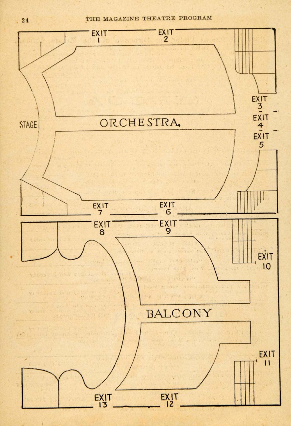 1920 Print Comedy Theatre Orchestra Balcony Stage Exit ORIGINAL HISTORIC THR1