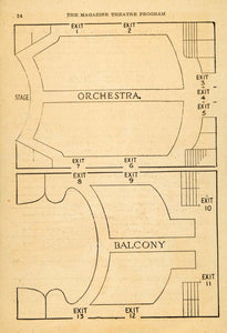 1920 Print Comedy Theatre Orchestra Balcony Stage Exit ORIGINAL HISTORIC THR1