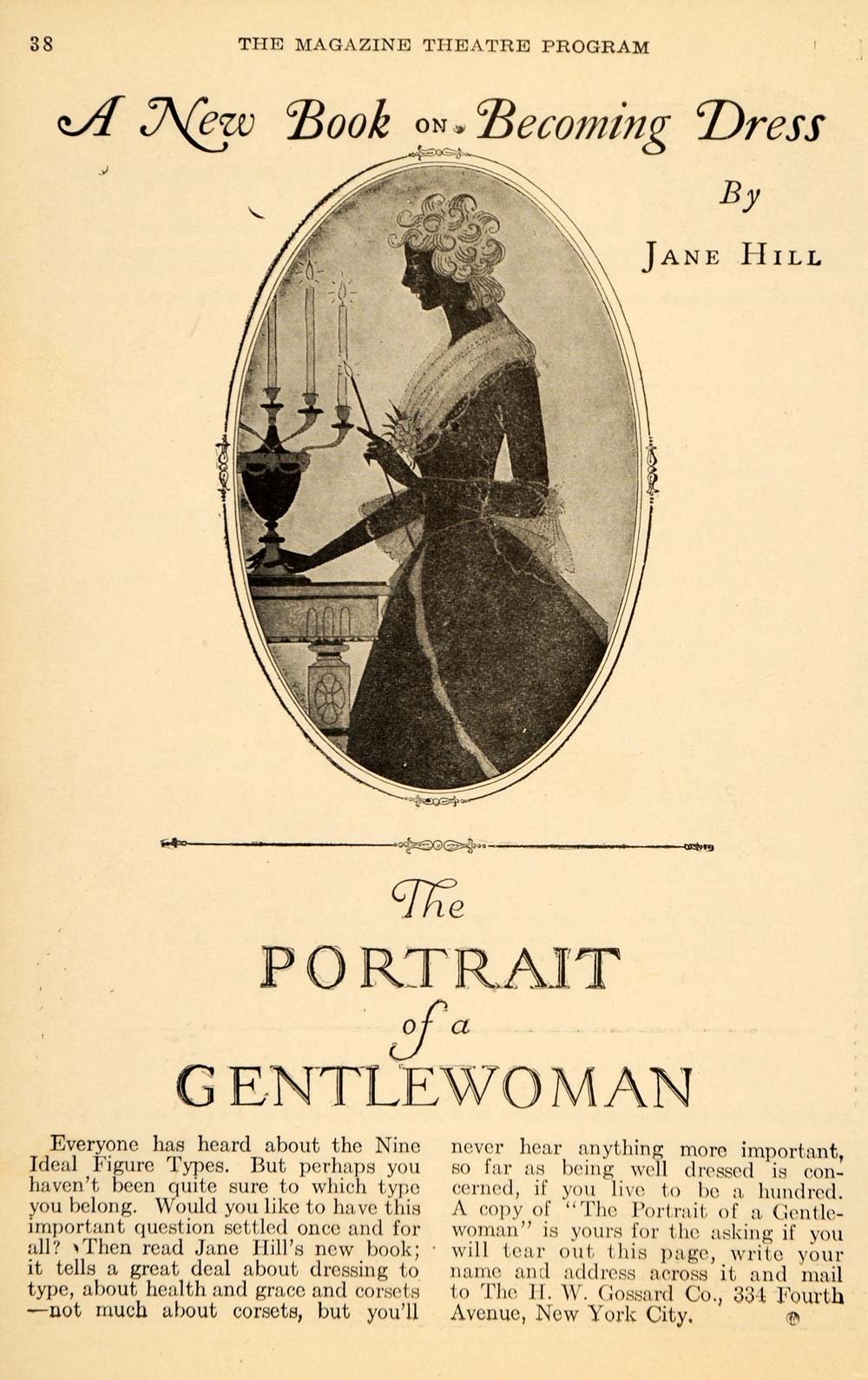 1923 Ad Portrait Woman Jane Hill Dress Gossard Health - ORIGINAL THR1 –  Period Paper Historic Art LLC