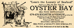1923 Ad Oyster Bay Seafood Restaurant Chef Cooking Pot - ORIGINAL THR1