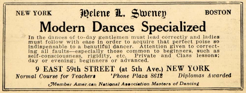 1924 Ad Helene Sweney Modern Dance Lessons Dancing Men - ORIGINAL THR1