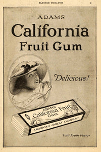 1920 Ad California Fruit Gum Adams American Chicle Hat - ORIGINAL THR1