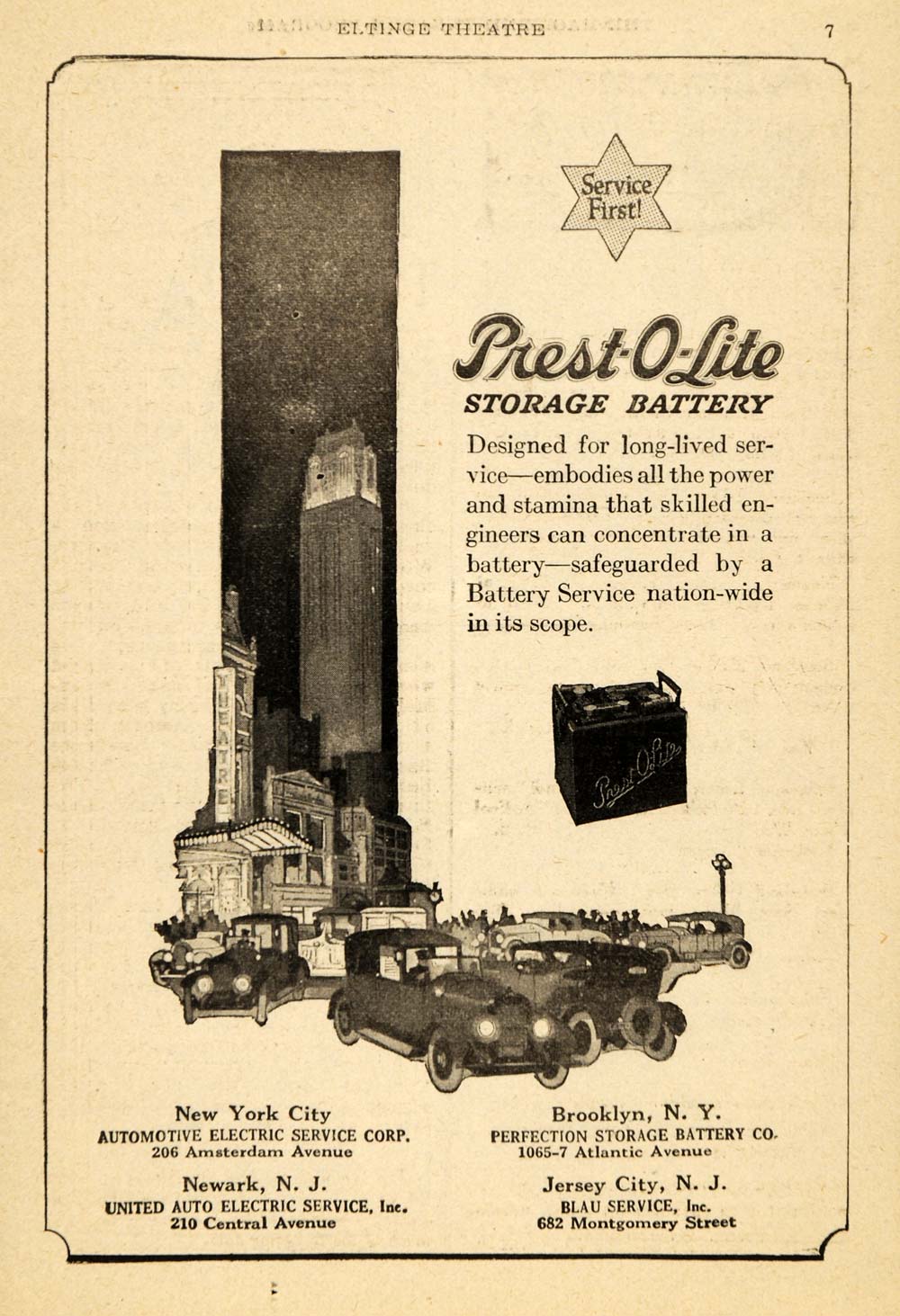 1920 Ad Prest-O-Lite Battery Automobile Newark Auto Car - ORIGINAL THR1