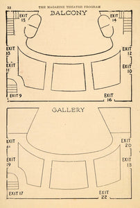 1923 Print Seating Hudson Theatre Balcony Gallery Seats ORIGINAL HISTORIC THR1