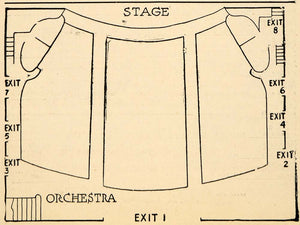 1923 Print Hudson Theatre Seating Stage Play Orchestra ORIGINAL HISTORIC THR1