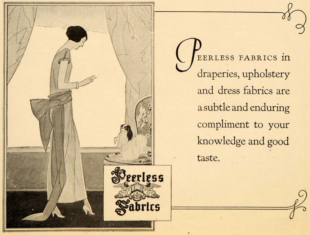Perless Coth 1923 Ad Peerless Fabrics Upholstery Drapes Dress Cloth - ORIGINAL THR1 ...