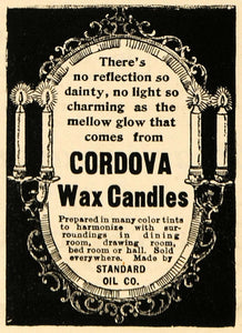 1900 Ad Standard Oil Co. Cordova Wax Candles Vintage - ORIGINAL ADVERTISING TIN1