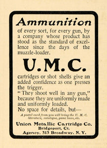 1900 Ad Union Metallic Cartridges U.M.C. Gun Ammunition - ORIGINAL TIN1