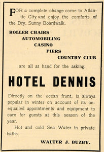 1907 Ad Hotel Dennis Atlantic City Ocean Front Vacation - ORIGINAL TIN1