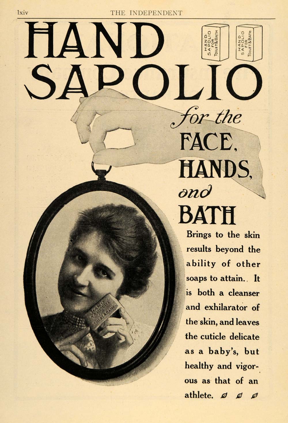 1907 Ad Hand Sapolio Soap Face Hands Bath Skin Care - ORIGINAL ADVERTISING TIN1