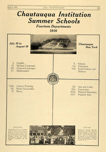 1916 Ad Chautauqua Institution Summer Schools & Staff - ORIGINAL TIN2