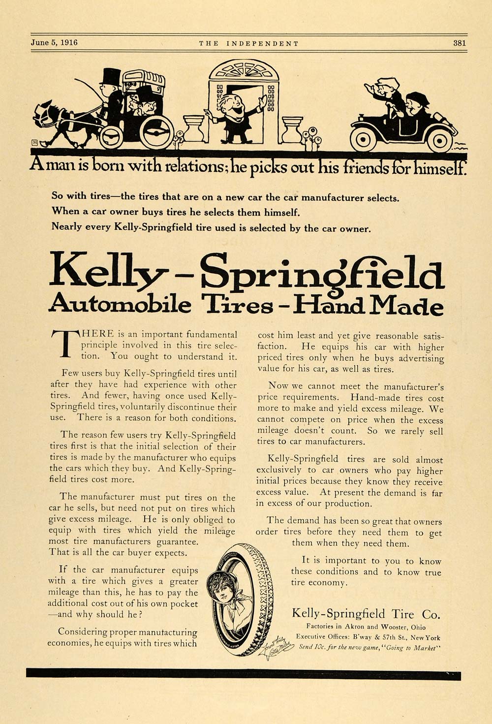 1916 Ad Kelly-Springfield Handmade Automobile Tires - ORIGINAL ADVERTISING TIN2