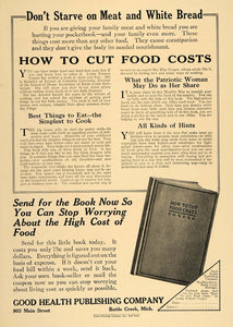 1917 Ad How To Cut Food Costs WWI Good Health Publishng - ORIGINAL TIN2