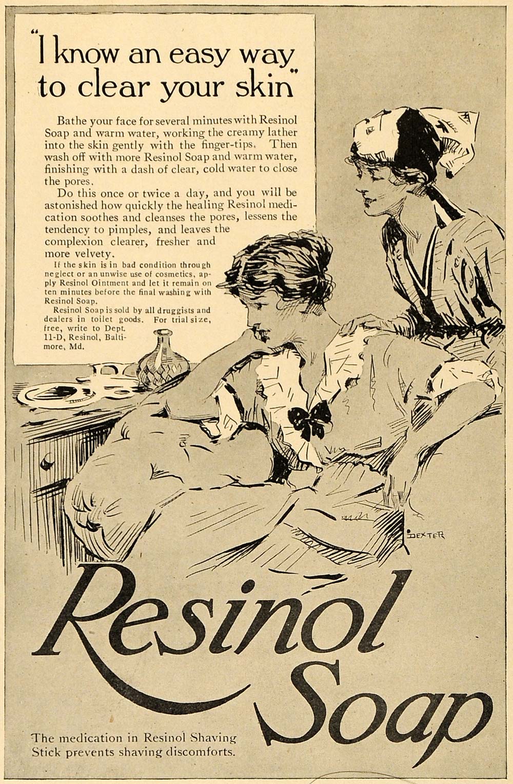 1916 Ad Resinol Soap Bath Skin Beauty Care Health Women - ORIGINAL TIN2