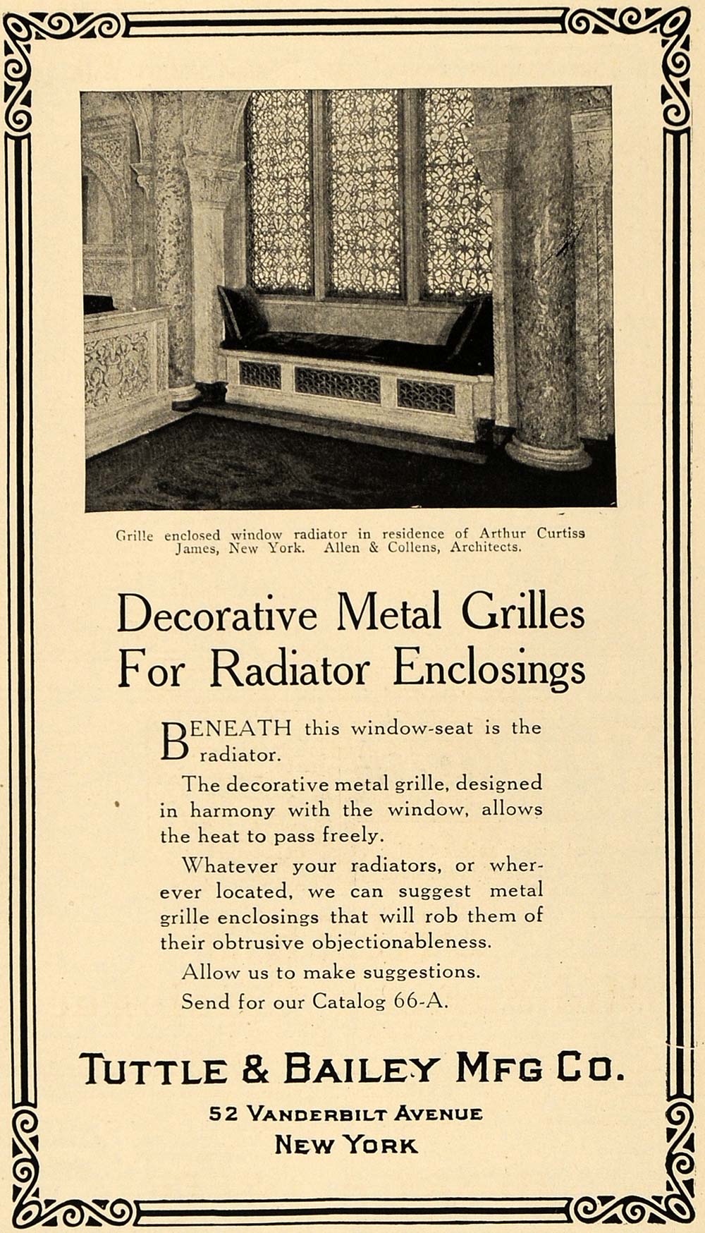 1917 Ad Tuttle Bailey Metal Grill Radiator Arthur James - ORIGINAL TIN2