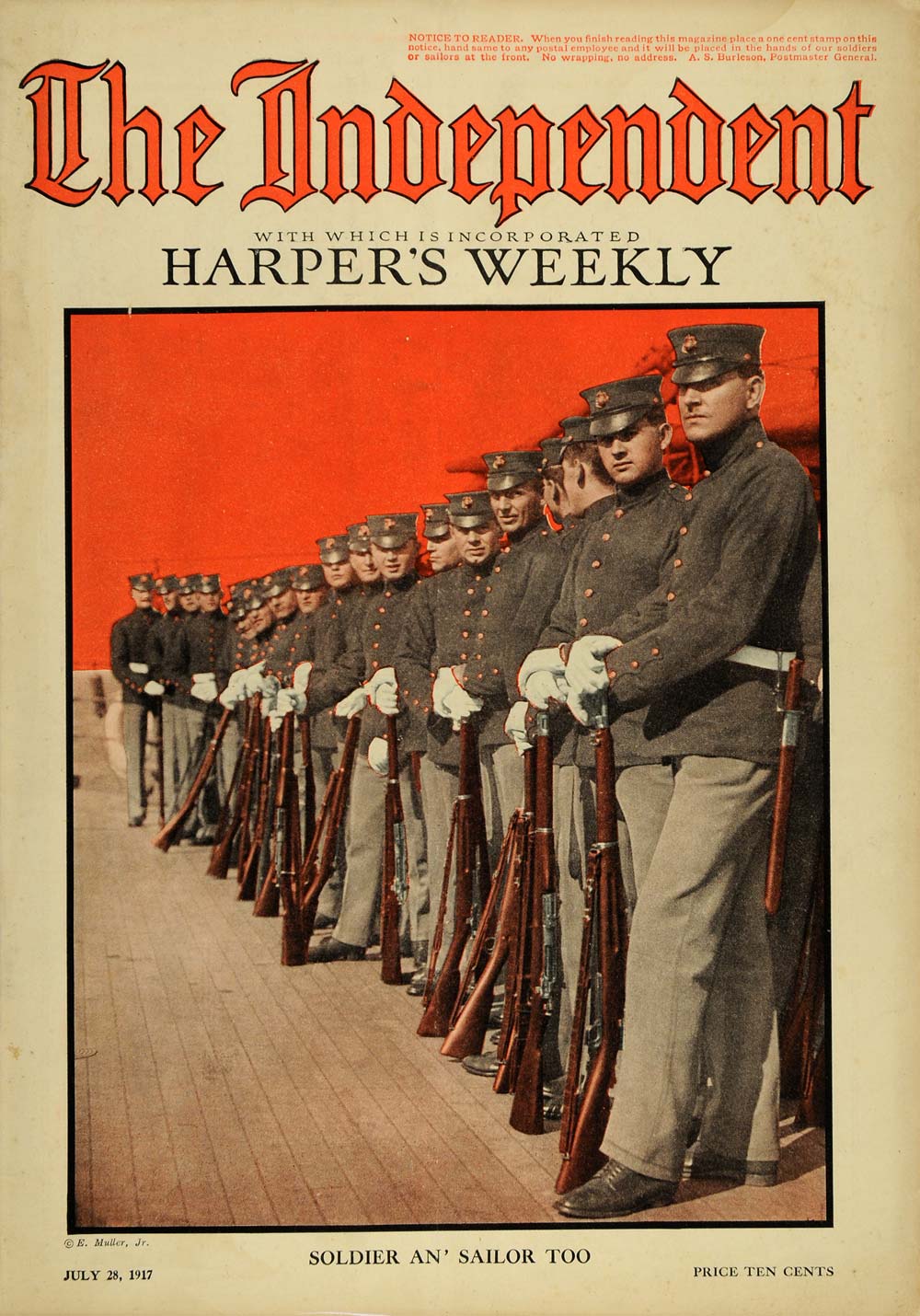 1917 Cover The Independent Soldier Sailor E Muller Jr - ORIGINAL TIN2