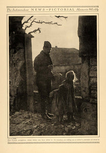 1916 French Children World War I Father Killed Trenches ORIGINAL HISTORIC TIN2