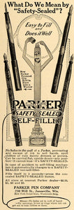 1917 Ad Parker Safety Sealed Self Filler Fountain Pen - ORIGINAL TIN2