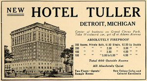 1916 Ad Hotel Tuller Detroit Columbia Records Orchestra - ORIGINAL TIN2