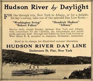 1916 Ad Day Line Flyers Hudson River Robert Fulton Boat - ORIGINAL TIN2