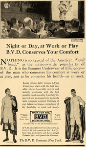 1916 Ad David Robinson Illustration B V D Union Suits - ORIGINAL TIN2