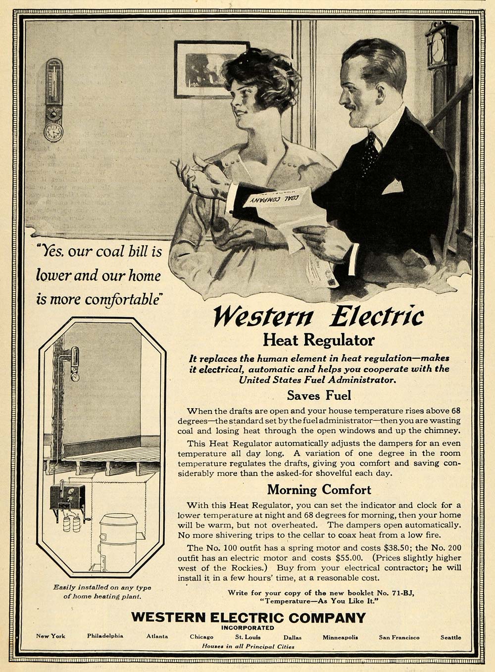 1918 Ad Western Electric Heat Regulator No 100 Outfit - ORIGINAL TIN2