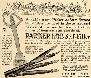 1916 Ad Parker Lucky Curve Self-FIller Fountain Pen Ink - ORIGINAL TIN2