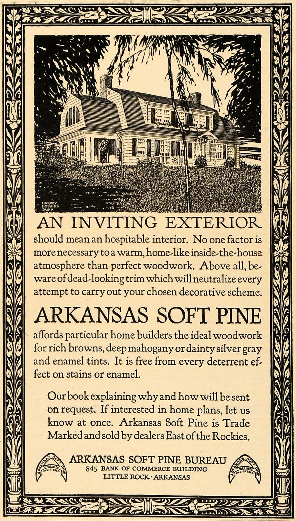 1917 Ad Arkansas Soft Pine Bureau House Exterior Wood - ORIGINAL TIN2