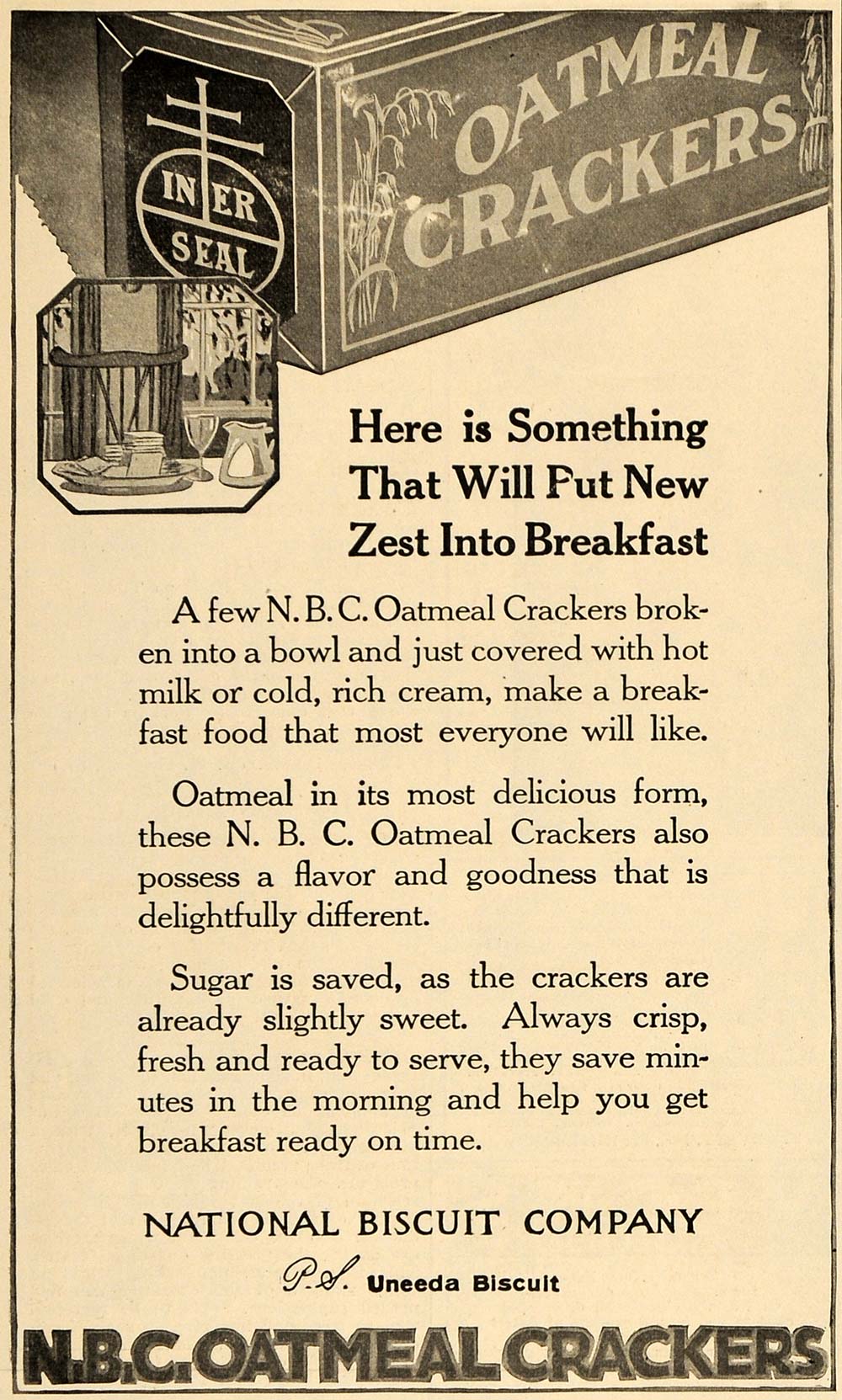 1918 Ad N B C Oatmeal Crackers National Biscuit Company - ORIGINAL TIN2