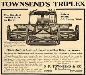 1918 Ad S P Townsend Company Triplex Lawn Mower Grass - ORIGINAL TIN2