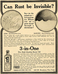 1918 Ad Razor Oil Three-In-One Company Invisible Rust - ORIGINAL TIN2