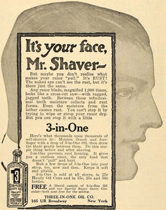 1918 Ad Shaving Razor Rust 3-In-One Oil Polish Cleans - ORIGINAL TIN2